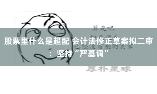 股票里什么是超配 会计法修正草案拟二审：坚持“严基调”
